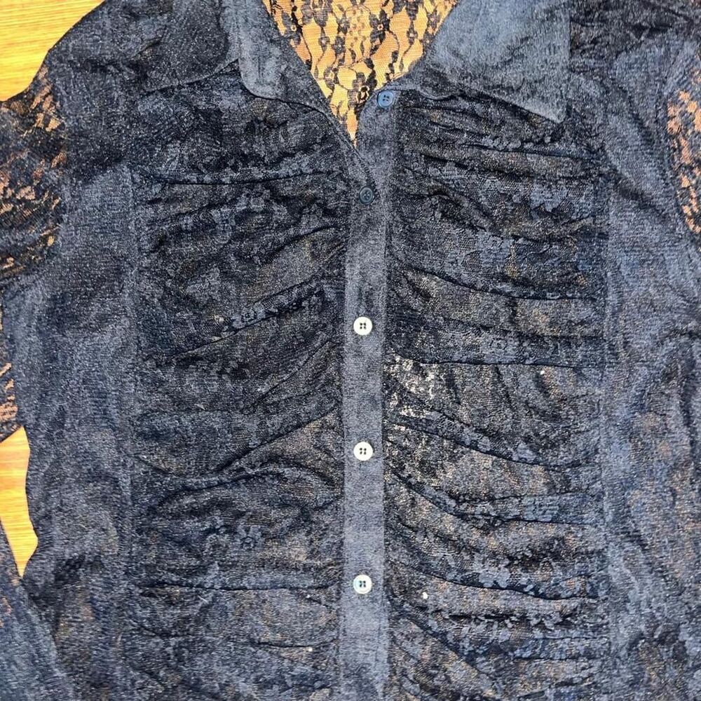 Moda International Women's Black Lace Blouse SZ XL - Picture 4 of 4